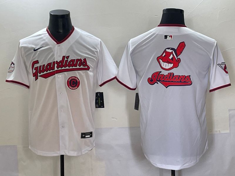 Men 2025 Cleveland Indians Blank White Game Nike MLB Jersey style 6->cleveland indians->MLB Jersey